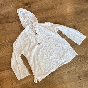 White Hooded Pullover Top